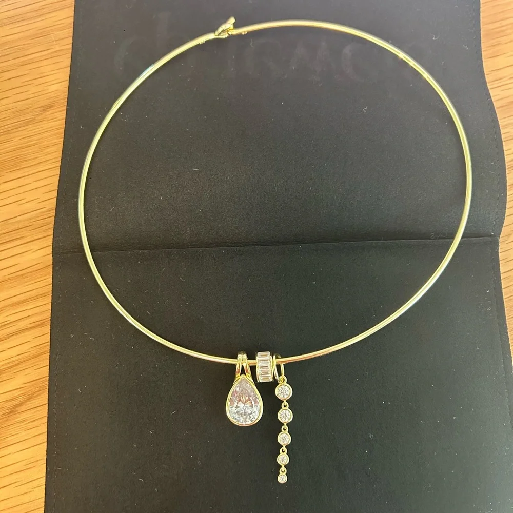 EP Jewels Yellow Gold Thin Cuff Necklace & Charms New - Picture 4 of 13